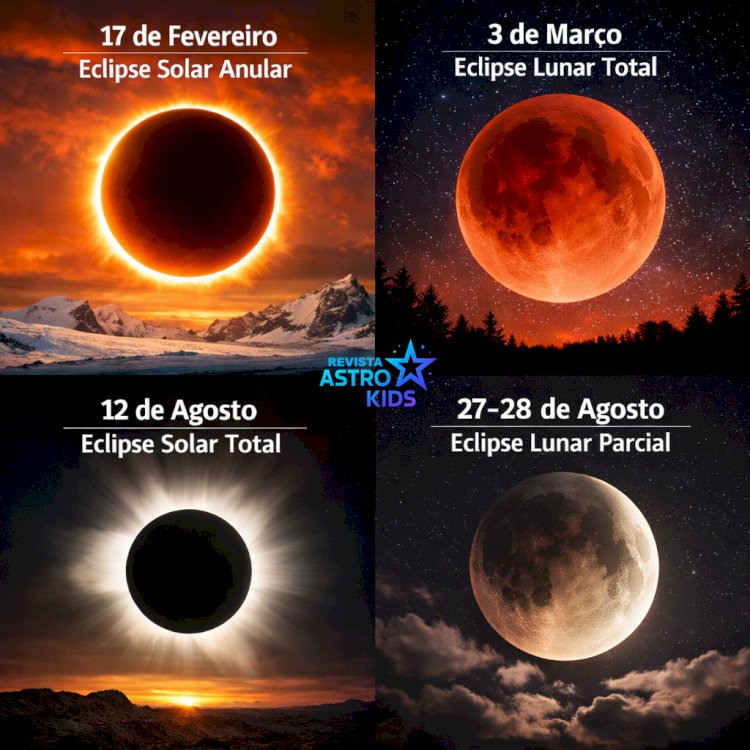 Eclipses solares e lunares em 2026: quatro grandes eventos astronômicos marcarão o ano
